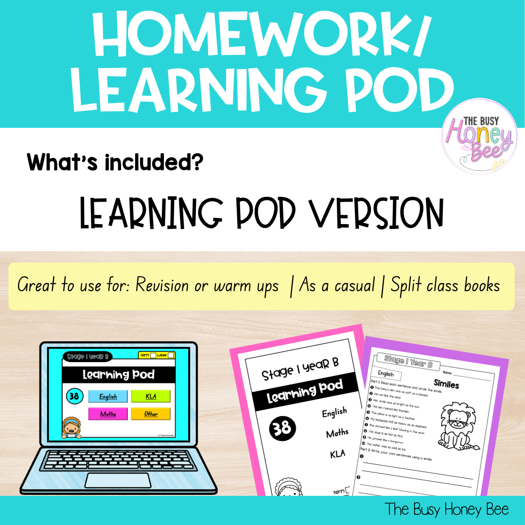 Stage 1 Year B Homework/Learning Pod 38 - Homework | Casual Teaching