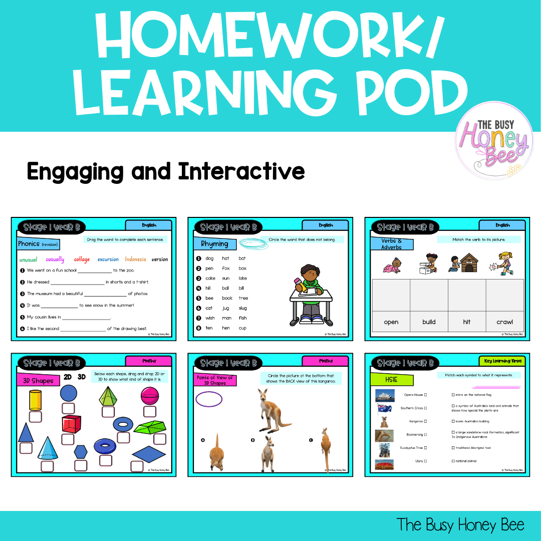 Stage 1 Year B Homework/Learning Pod 39 - Homework | Casual Teaching