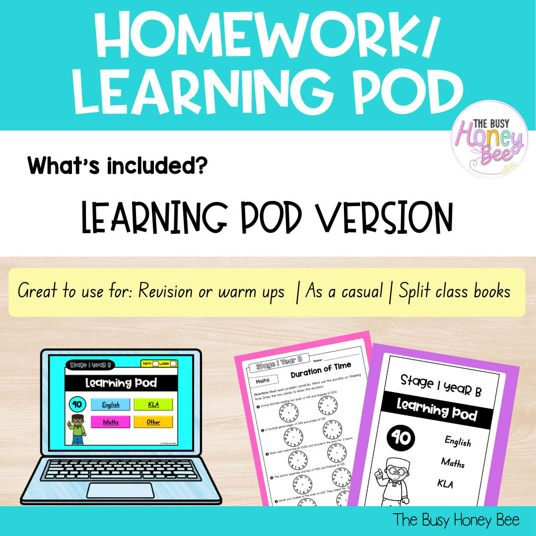 Stage 1 Year B Homework/Learning Pod 40 - Homework | Casual Teaching