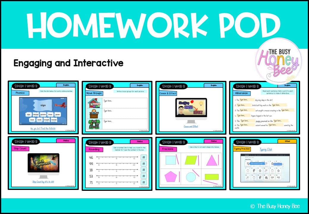 Stage 1 Year B Homework/Learning Pods Term 1 Mega Bundle - PowerPoint