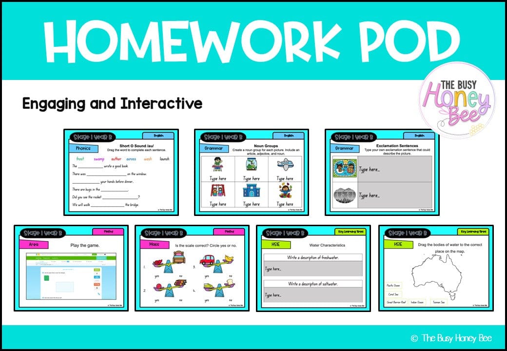 Stage 1 Year B Homework/Learning Pods Term 1 Mega Bundle - PowerPoint