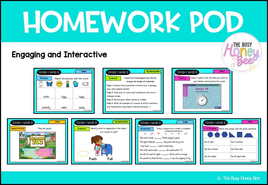 Stage 1 Year B Homework/Learning Pods Term 1 Mega Bundle - PowerPoint