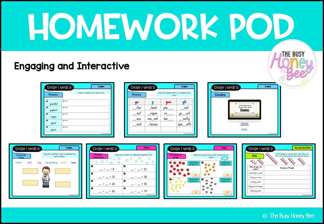 Stage 1 Year B Homework/Learning Pods Term 2 Mega Bundle - PowerPoint