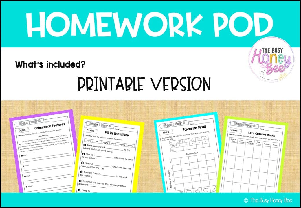 Stage 1 Year B Homework/Learning Pods Term 2 Mega Bundle - PowerPoint
