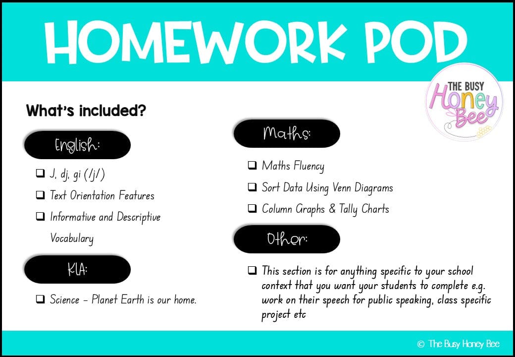 Stage 1 Year B Homework/Learning Pods Term 2 Mega Bundle - PowerPoint