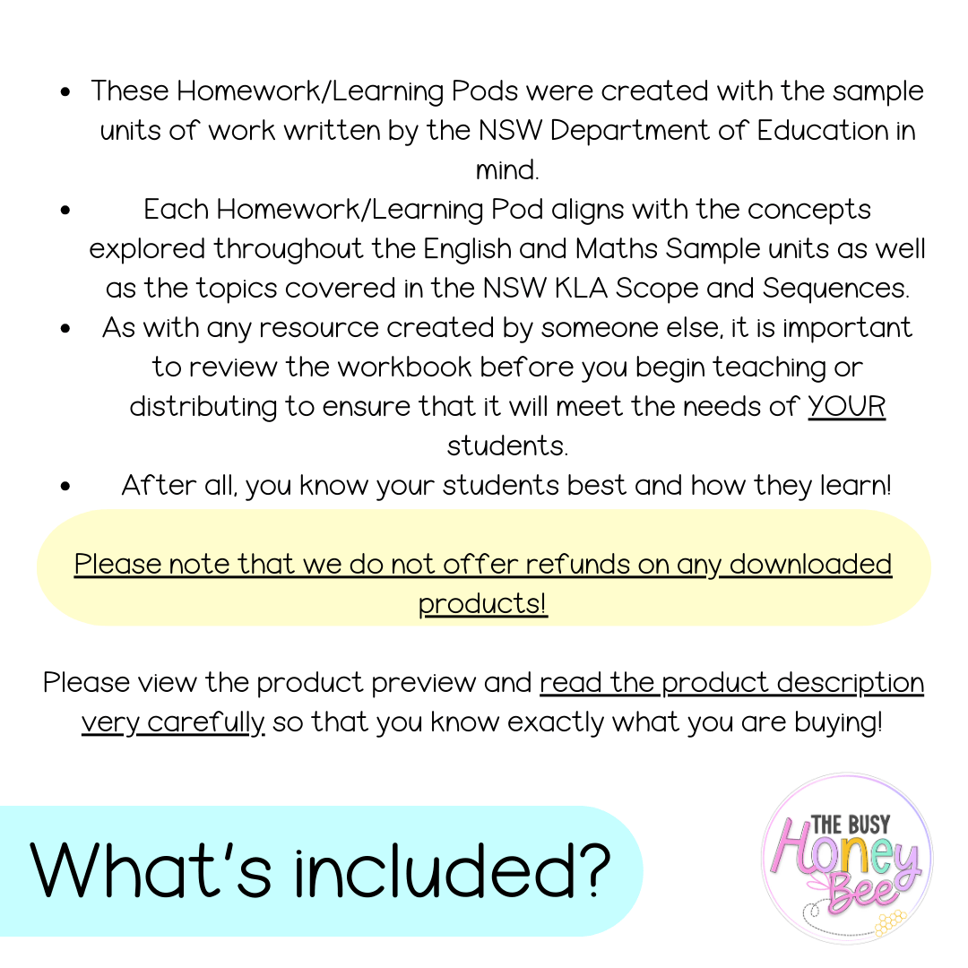 Stage 1 Year B Homework/Learning Pods Term 2 Mega Bundle - PowerPoint