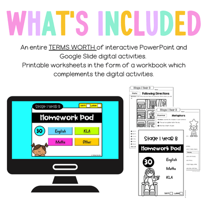 Stage 1 Year B Homework/Learning Pods Term 2 Mega Bundle - PowerPoint