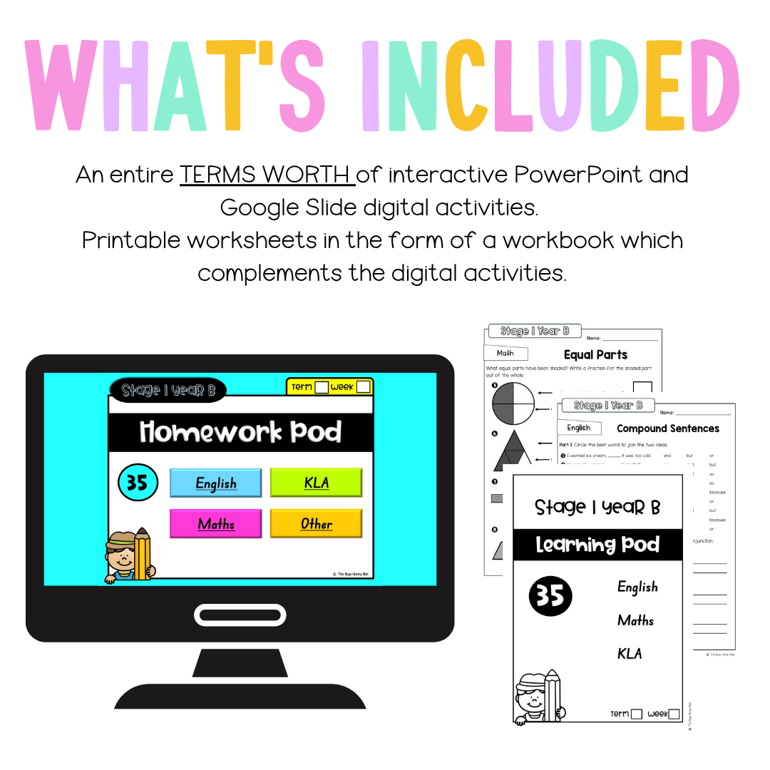 Stage 1 Year B Homework/Learning Pods Term 3 Mega Bundle - Homework | Casual Teaching