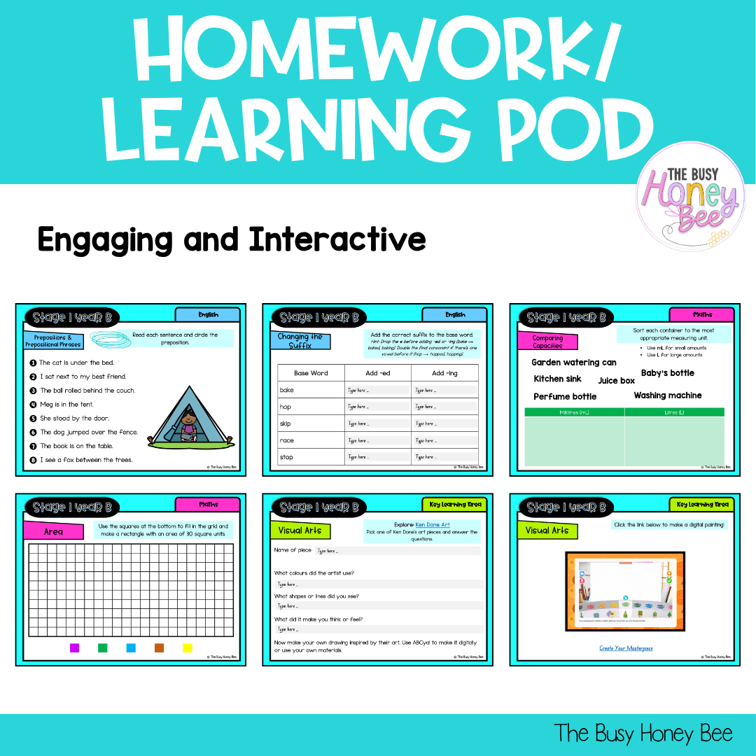 Stage 1 Year B Homework/Learning Pods Term 4 Mega Bundle - Homework | Casual Teaching