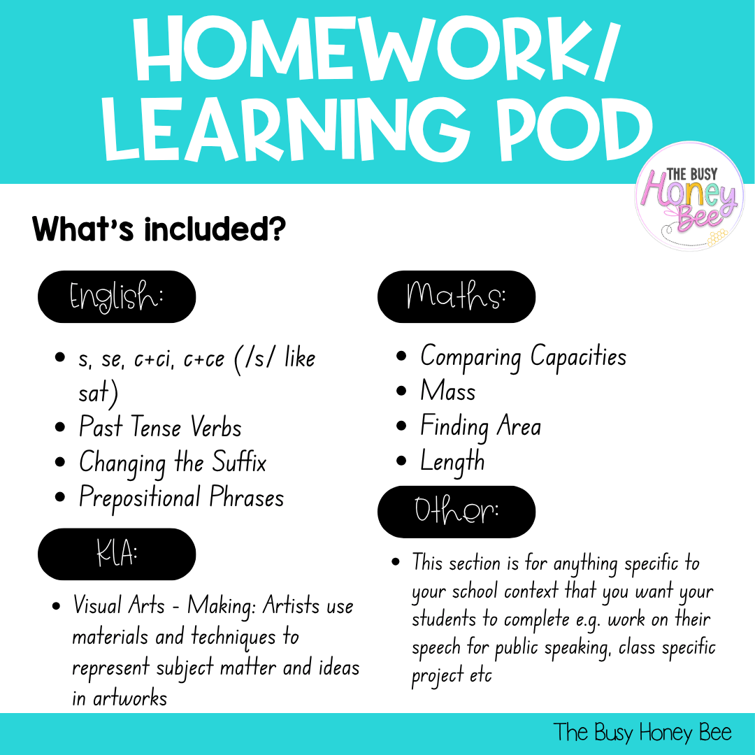 Stage 1 Year B Homework/Learning Pods Term 4 Mega Bundle - Homework | Casual Teaching