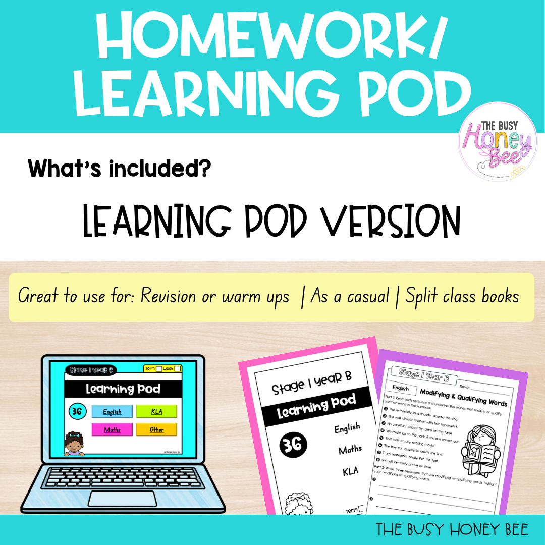 Stage 1 Year B Homework/Learning Pods Term 4 Mega Bundle - Homework | Casual Teaching
