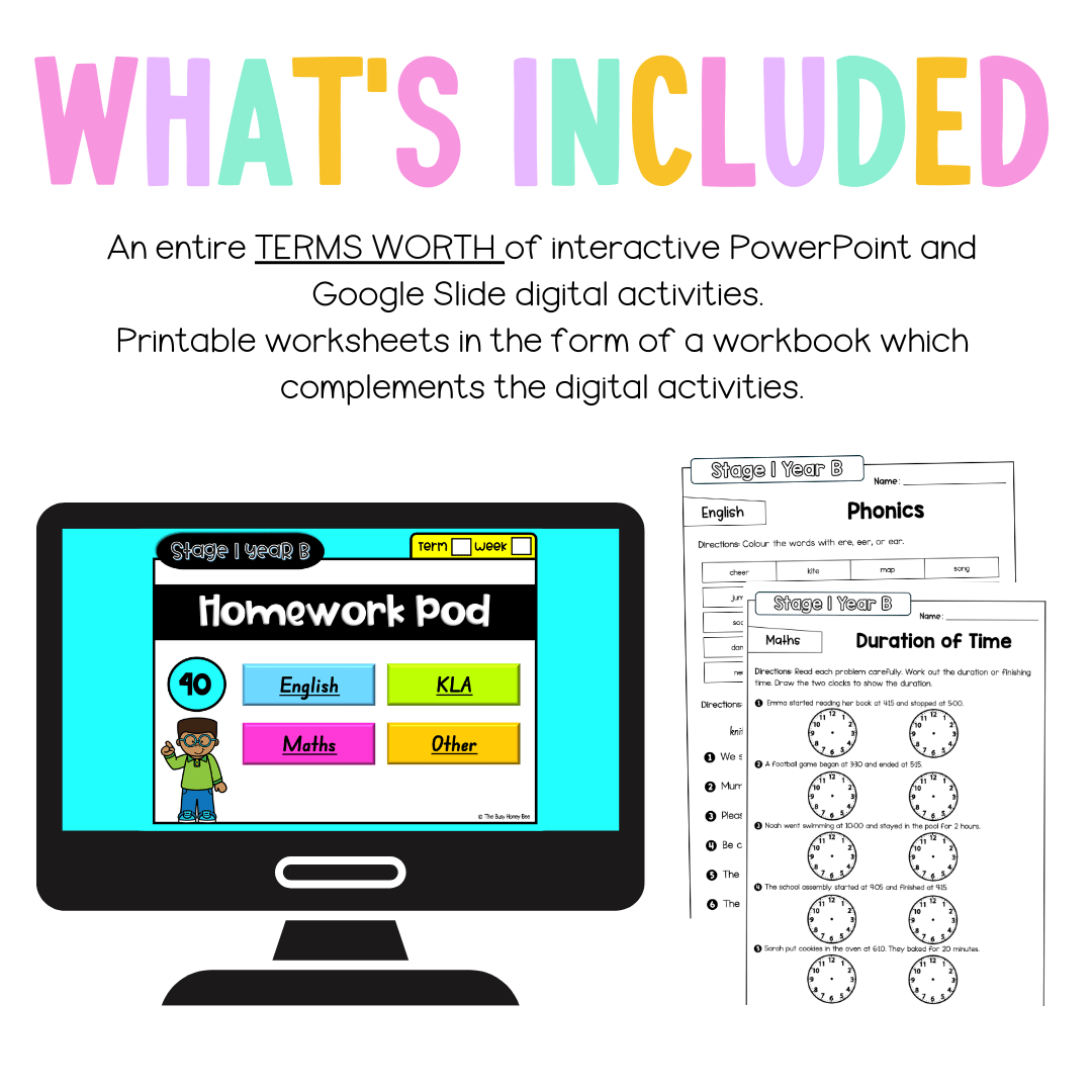 Stage 1 Year B Homework/Learning Pods Term 4 Mega Bundle - Homework | Casual Teaching