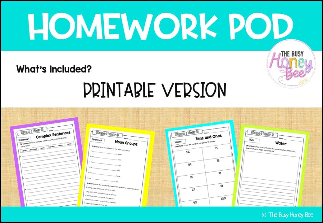 Stage 1 Year B Homework/Learning Pods Ultimate Mega Bundle - Homework | Casual Teaching