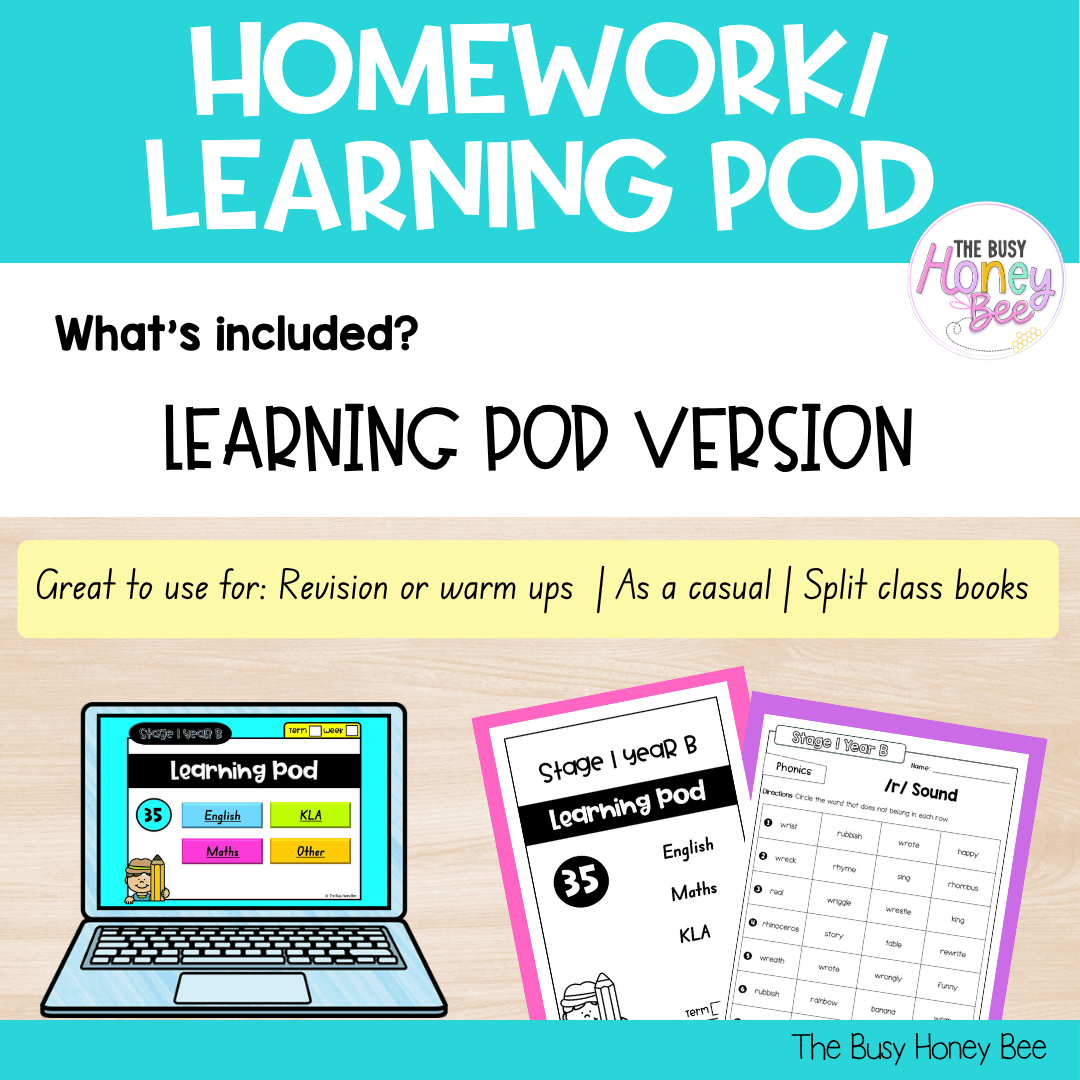 Stage 1 Year B Homework/Learning Pods Ultimate Mega Bundle - Homework | Casual Teaching
