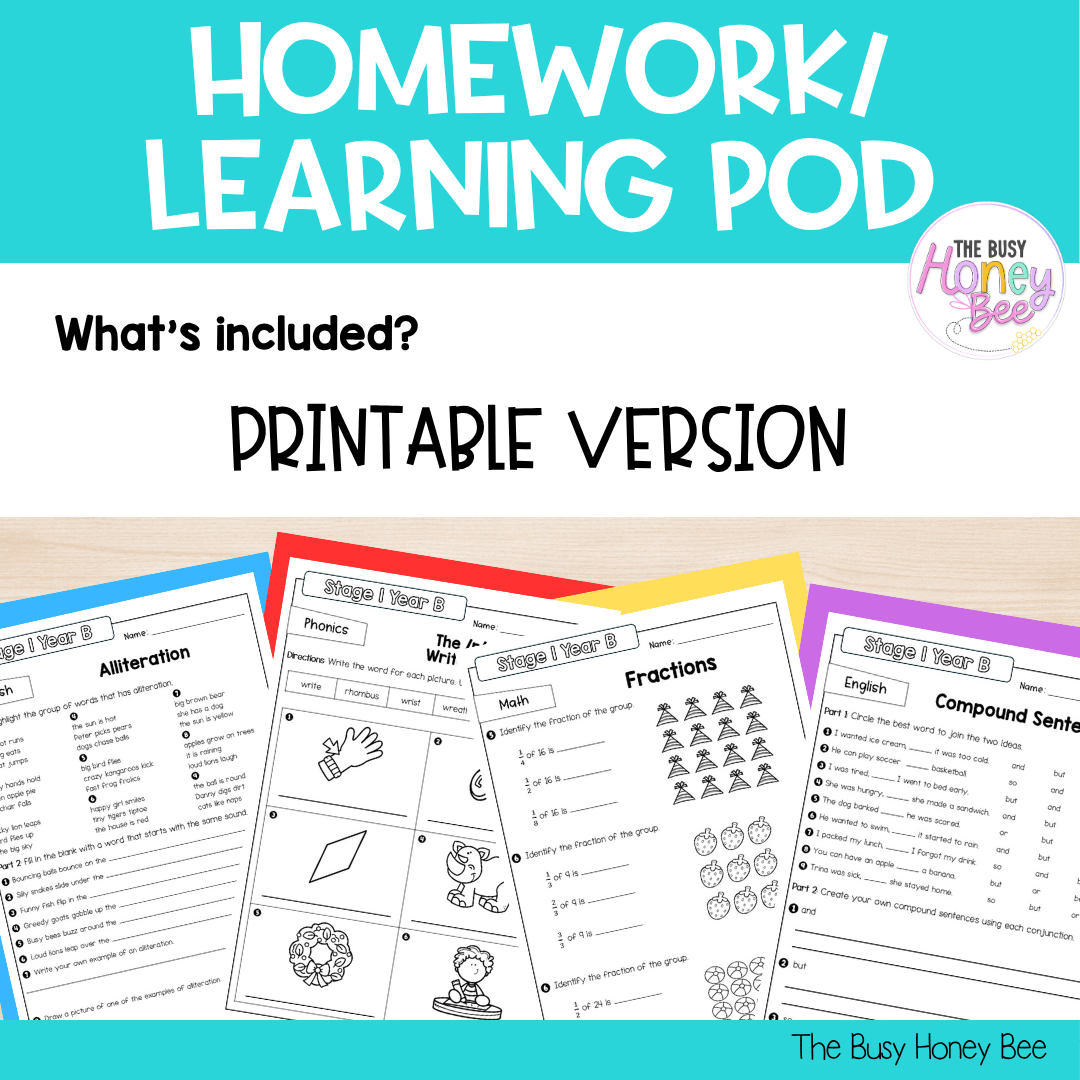 Stage 1 Year B Homework/Learning Pods Ultimate Mega Bundle - Homework | Casual Teaching