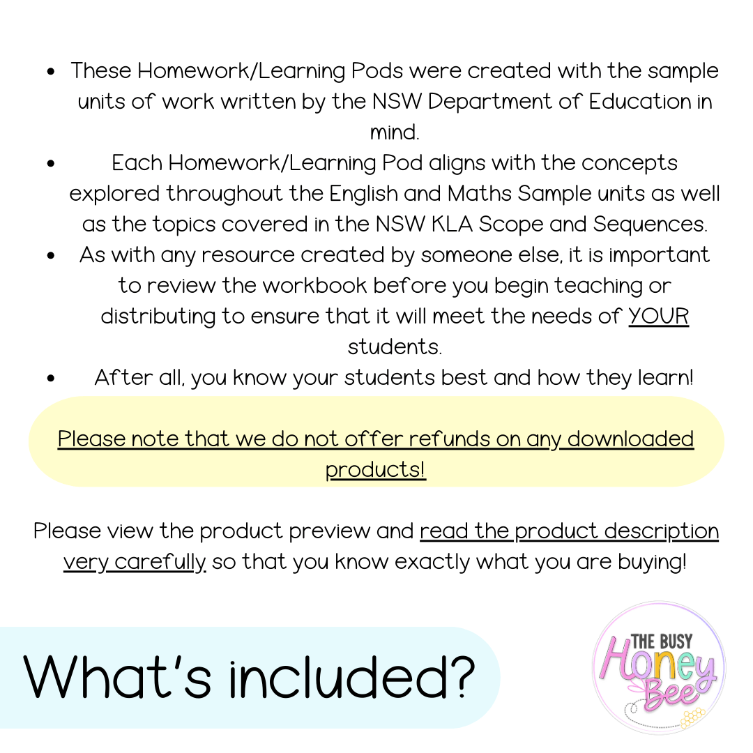 Stage 1 Year B Homework/Learning Pods Ultimate Mega Bundle - Homework | Casual Teaching
