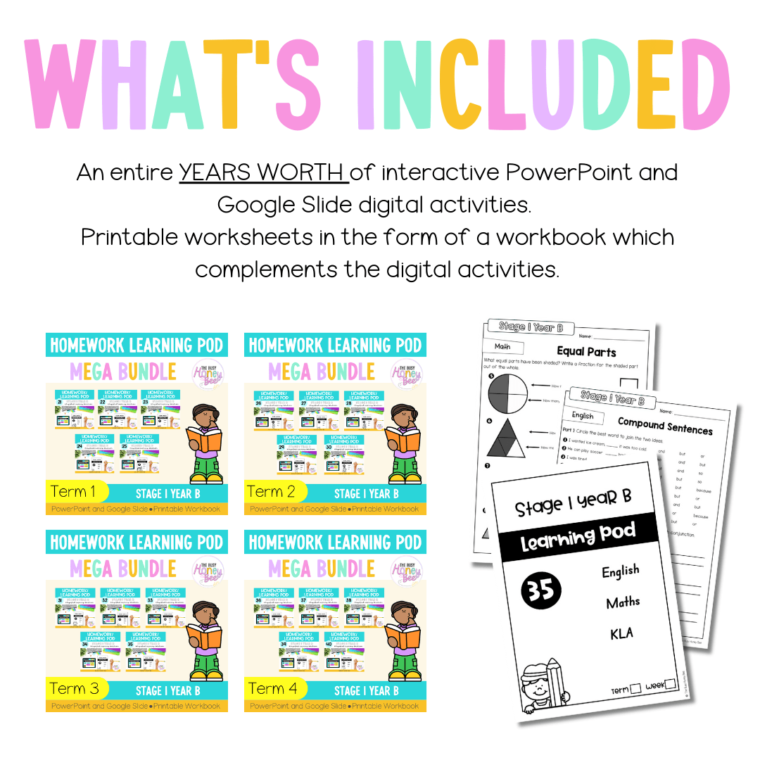 Stage 1 Year B Homework/Learning Pods Ultimate Mega Bundle - Homework | Casual Teaching