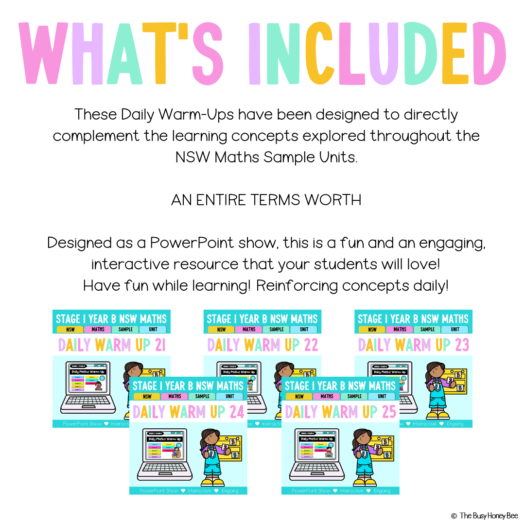 Stage 1 Year B Maths Daily Warm Up Term 1 Mega Bundle -