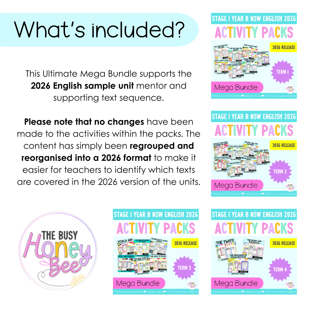 Stage 1 Year B NSW English Activity Pack ULTIMATE Mega Bundle 2026 - Activity Pack