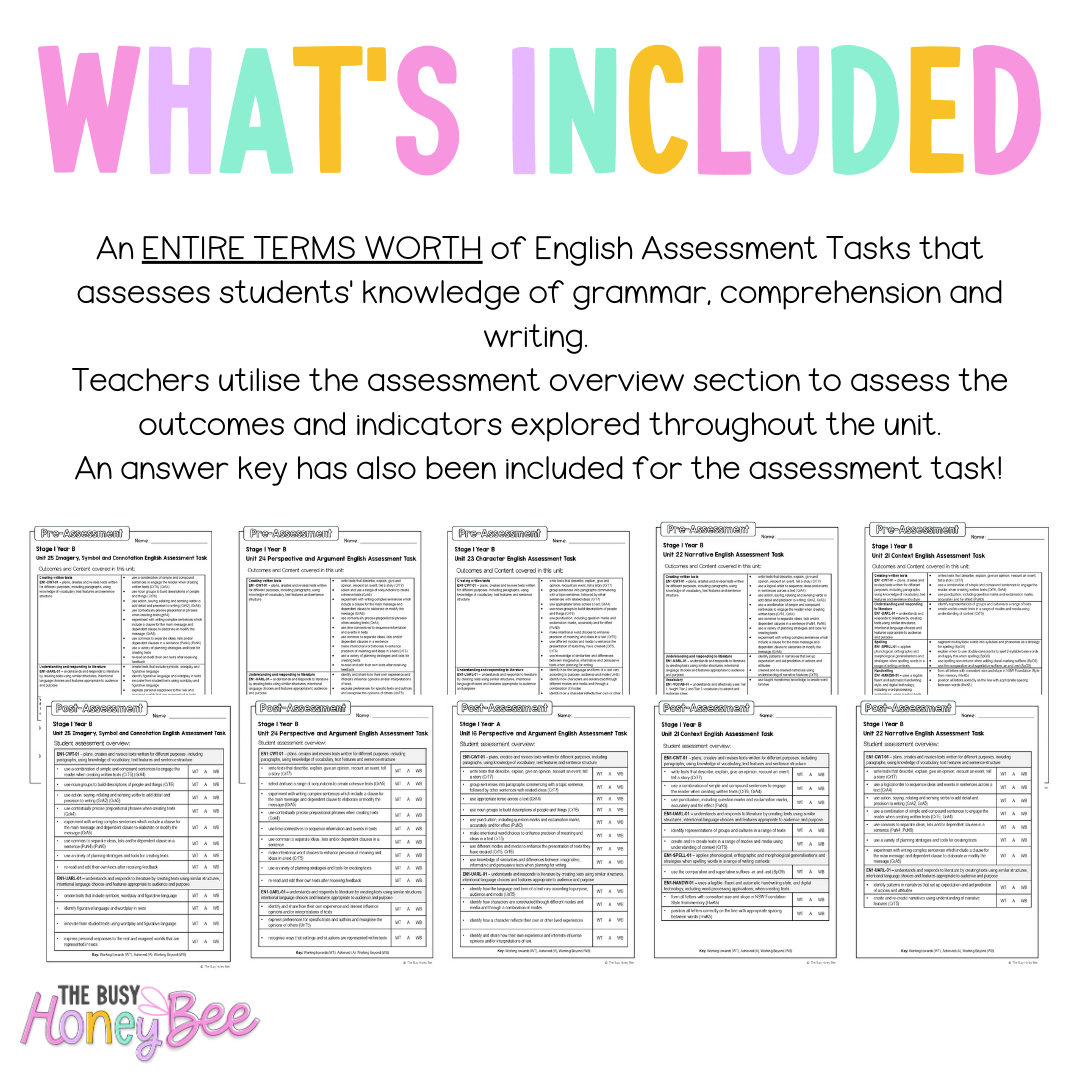 Stage 1 Year B NSW English Assessment Term 1 Mega Bundle -