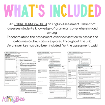 Stage 1 Year B NSW English Assessment Term 3 Mega Bundle - Assessment