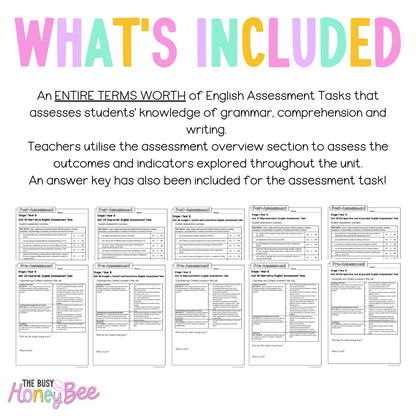 Stage 1 Year B NSW English Assessment Term 4 Mega Bundle -