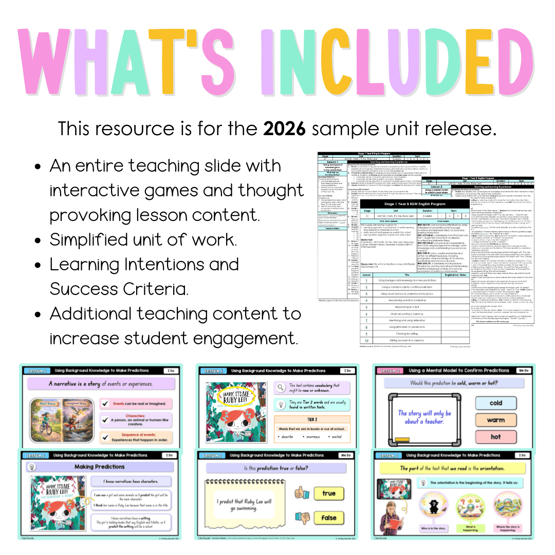 Stage 1 Year B NSW English Teaching Slides UNIT 22 Hark, it's me, Ruby Lee! 2026 -