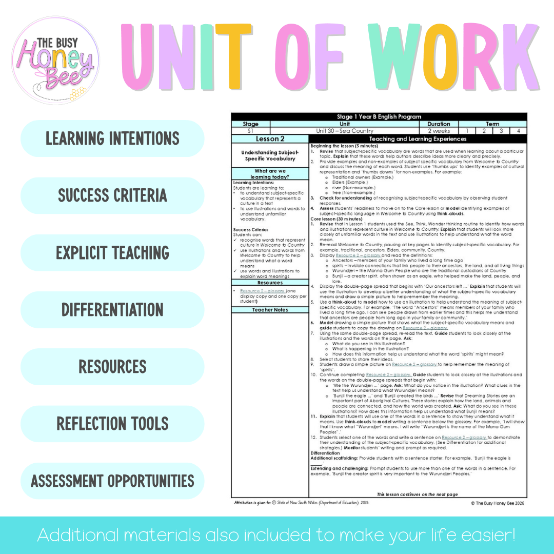 Stage 1 Year B NSW English Teaching Slides UNIT 30 Sea Country 2026 - Teaching Slides