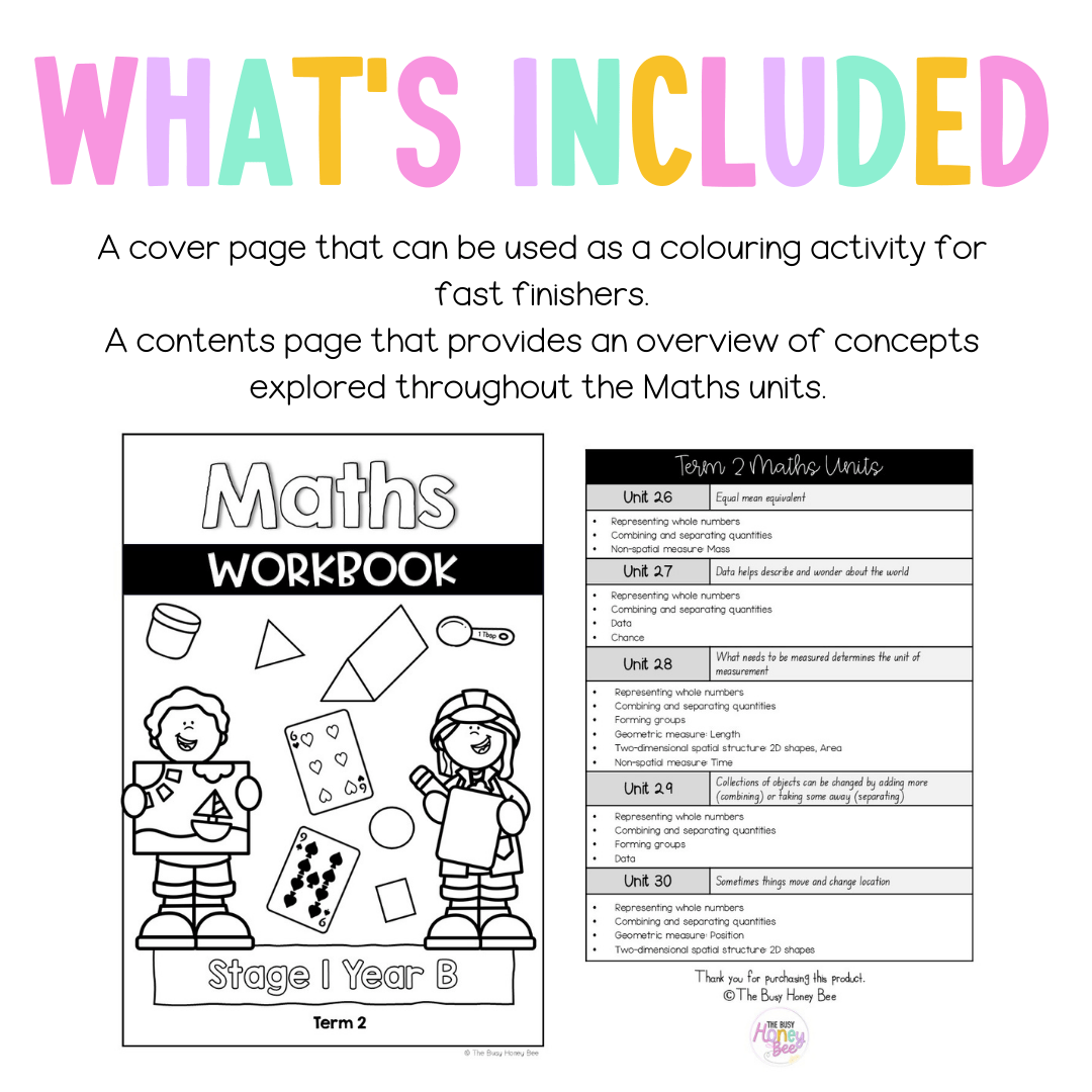 Stage 1 Year B NSW Maths Workbook Term 2 - Workbook | Worksheets