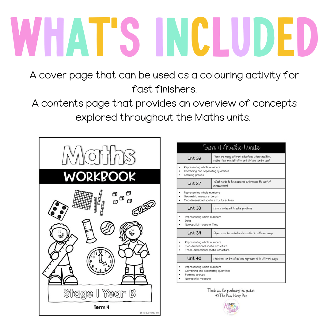 Stage 1 Year B NSW Maths Workbook Term 4 - Workbook | Worksheets