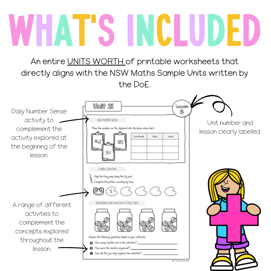 Stage 1 Year B NSW Maths Worksheets Unit 21 - Workbook | Worksheets