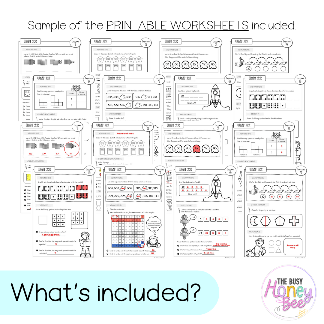 Stage 1 Year B NSW Maths Worksheets Unit 22 - Workbook | Worksheets