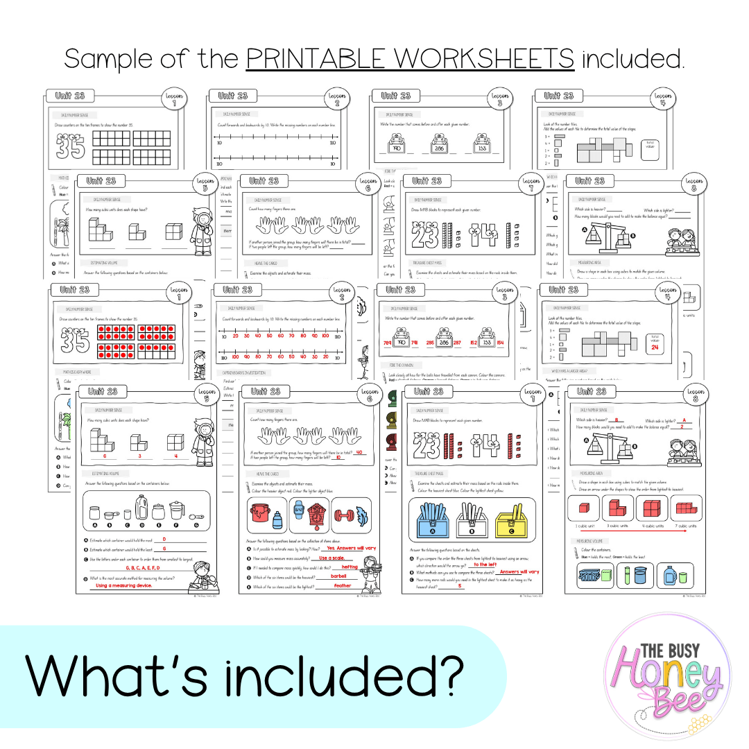 Stage 1 Year B NSW Maths Worksheets Unit 23 - Workbook | Worksheets