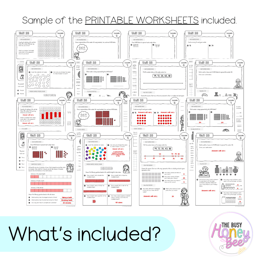 Stage 1 Year B NSW Maths Worksheets Unit 28 - Workbook | Worksheets