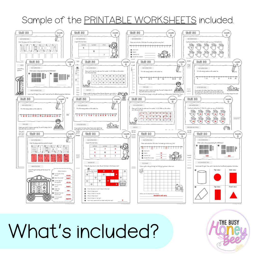 Stage 1 Year B NSW Maths Worksheets Unit 30 - Workbook | Worksheets
