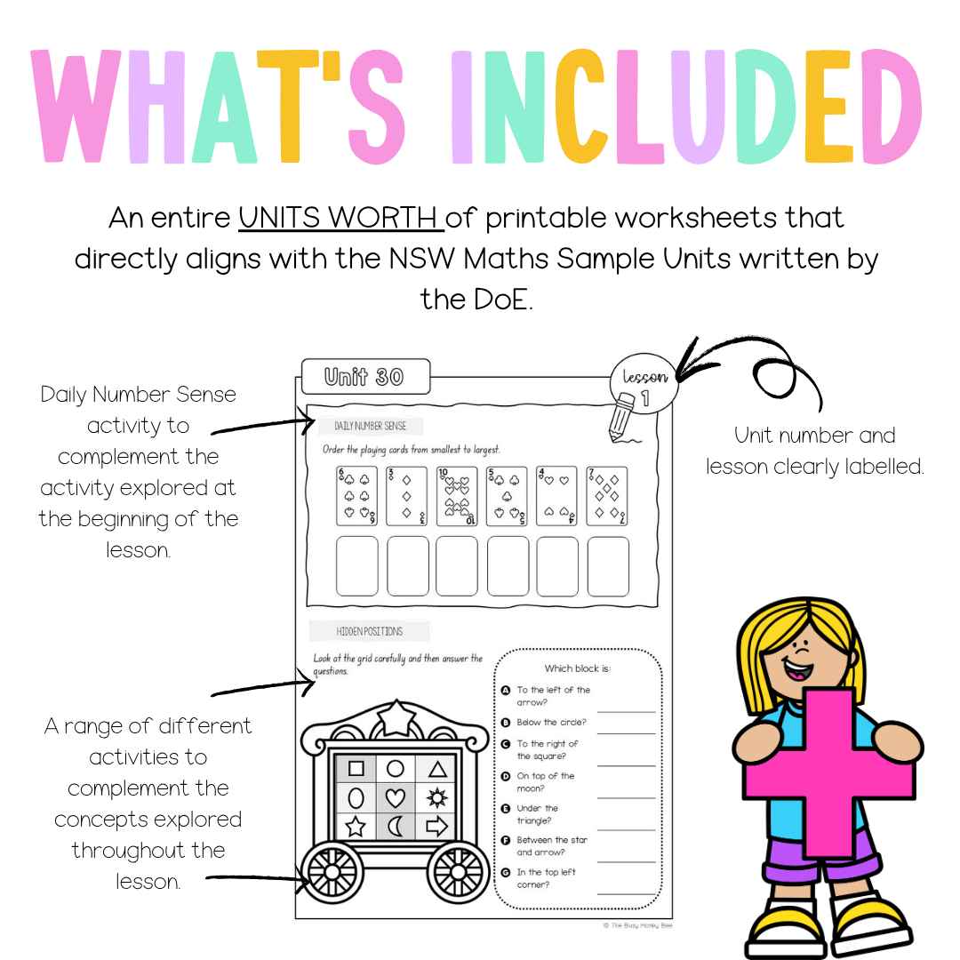 Stage 1 Year B NSW Maths Worksheets Unit 30 - Workbook | Worksheets