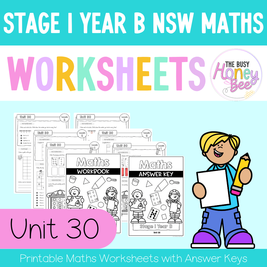 Stage 1 Year B NSW Maths Worksheets Unit 30 - Workbook | Worksheets