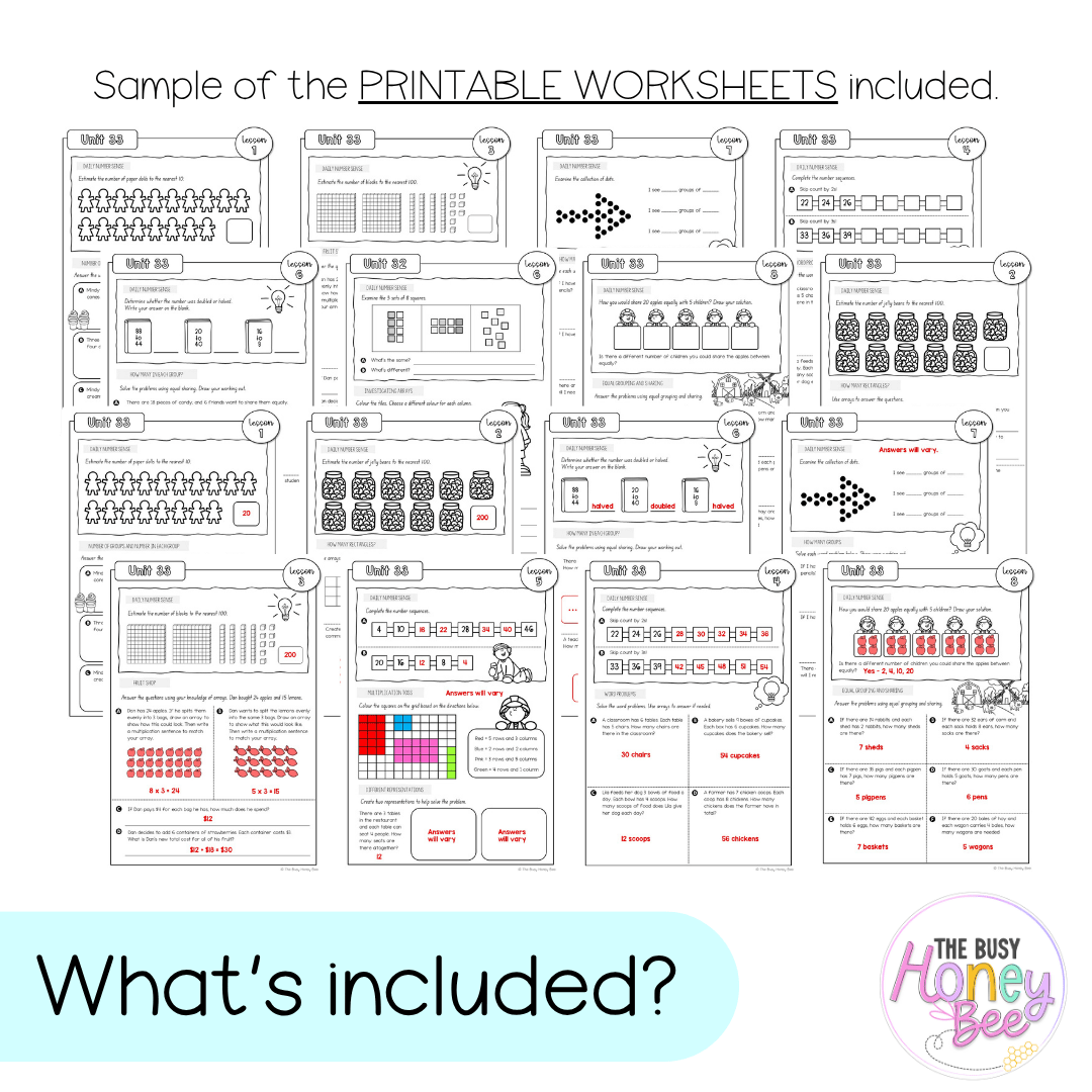 Stage 1 Year B NSW Maths Worksheets Unit 33 - Workbook | Worksheets