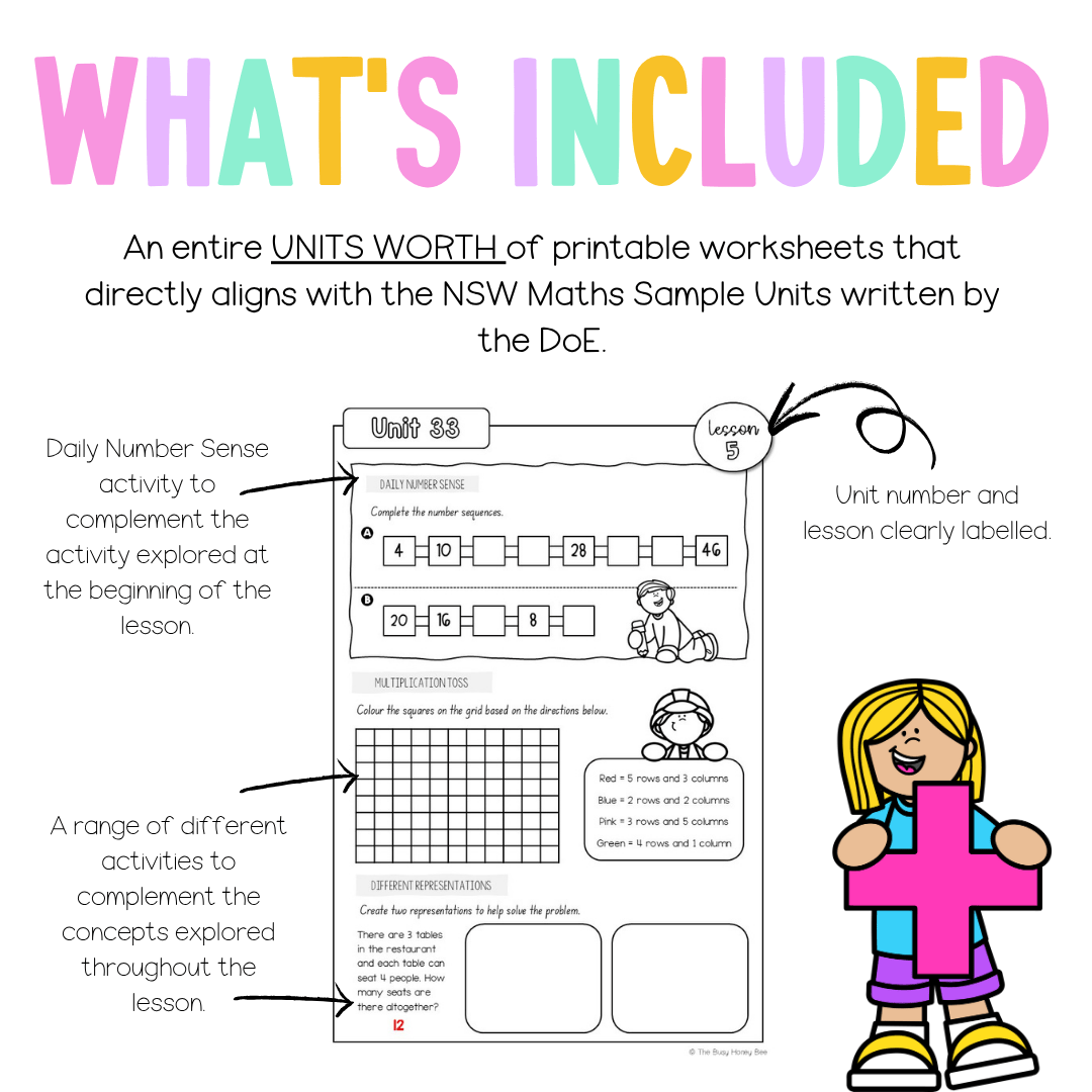Stage 1 Year B NSW Maths Worksheets Unit 33 - Workbook | Worksheets