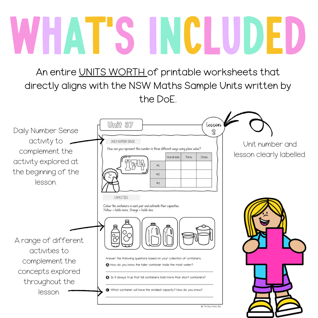 Stage 1 Year B NSW Maths Worksheets Unit 37 - Workbook | Worksheets