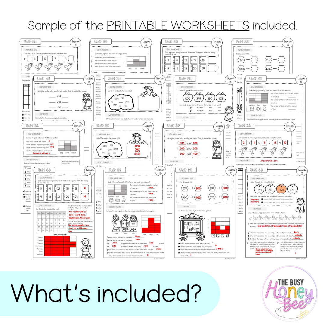 Stage 1 Year B NSW Maths Worksheets Unit 38 - Workbook | Worksheets