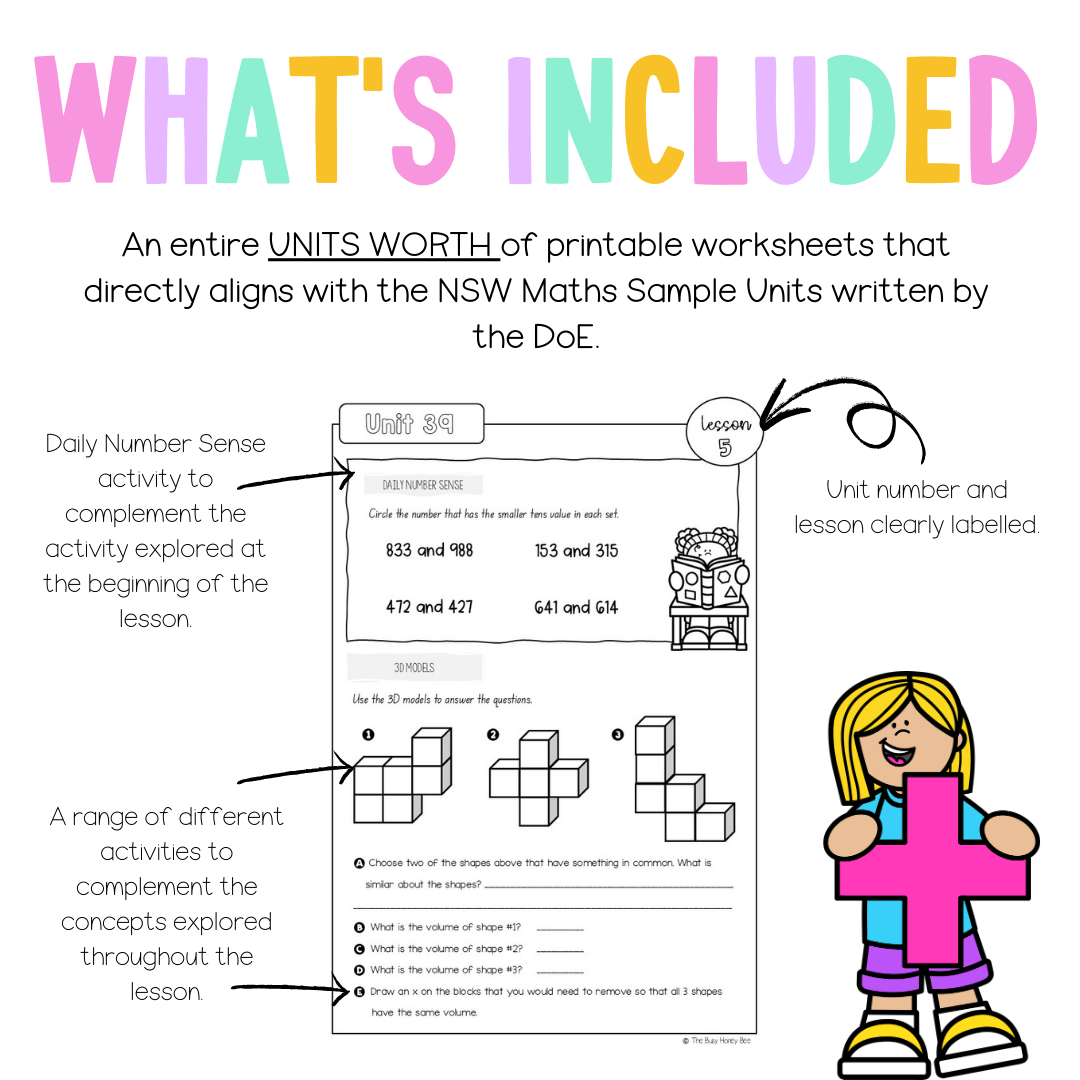 Stage 1 Year B NSW Maths Worksheets Unit 39 - Workbook | Worksheets