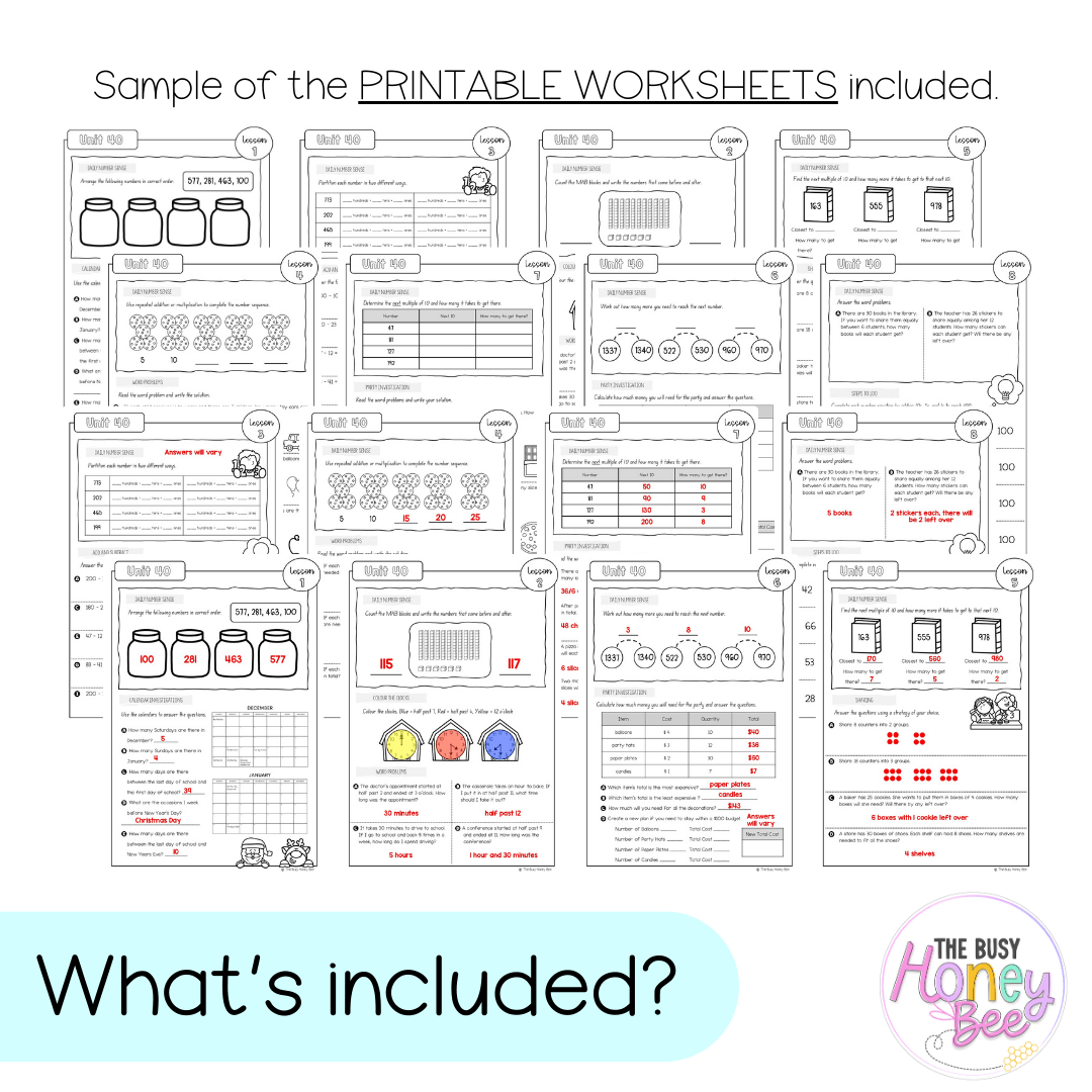 Stage 1 Year B NSW Maths Worksheets Unit 40 - Workbook | Worksheets