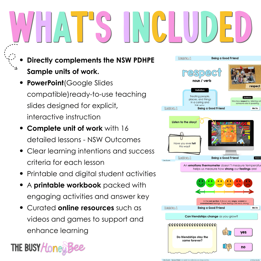 Stage 1 Year B NSW PDHPE Sample Unit 5 Teaching Pack - Teaching Bundle