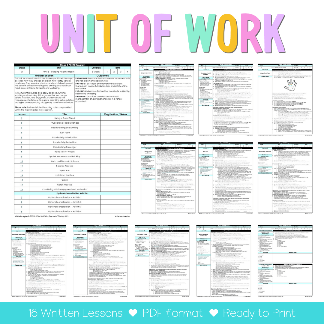 Stage 1 Year B NSW PDHPE Sample Unit 5 Teaching Pack - Teaching Bundle