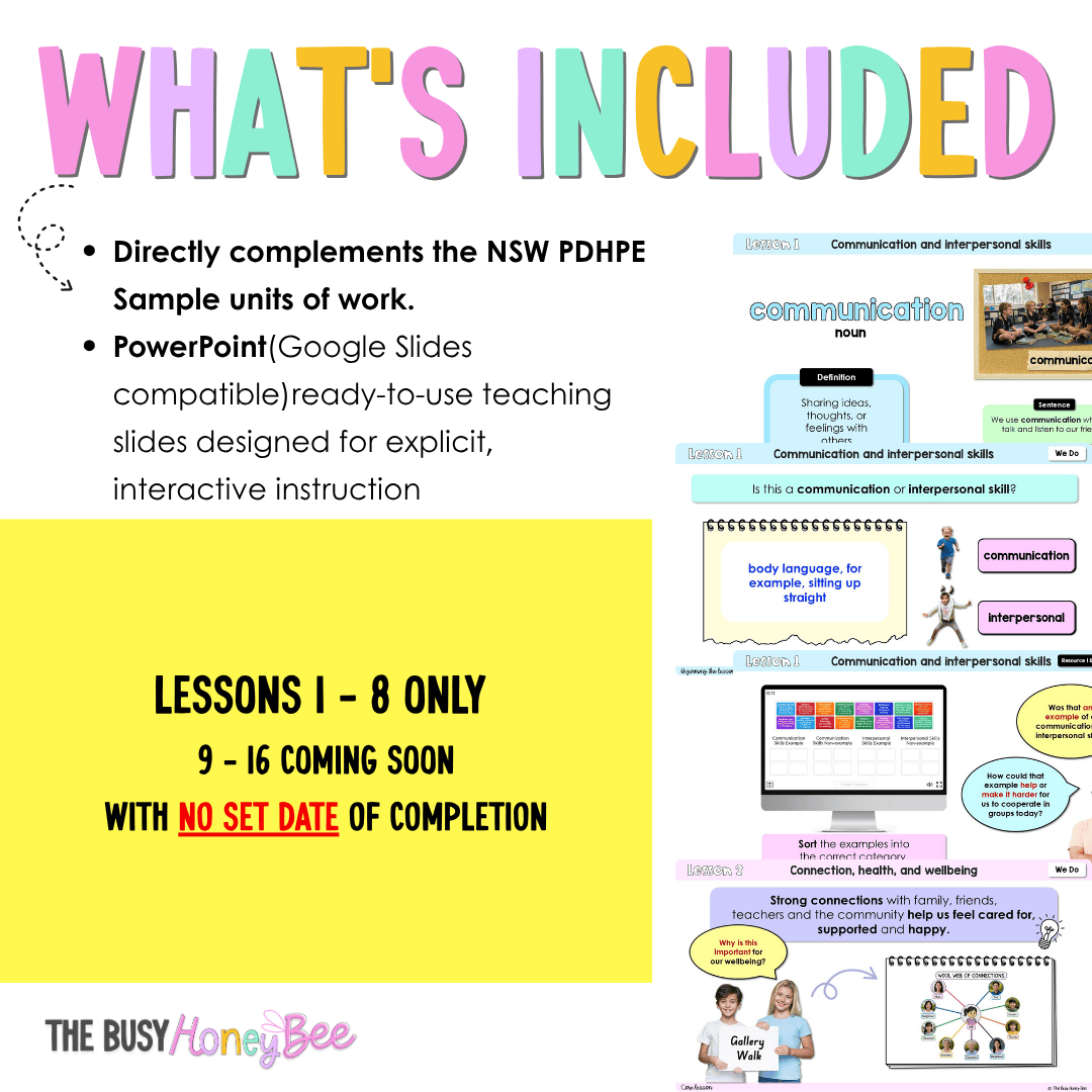 Stage 1 Year B NSW PDHPE Sample Unit 6 Teaching Pack - Teaching Bundle