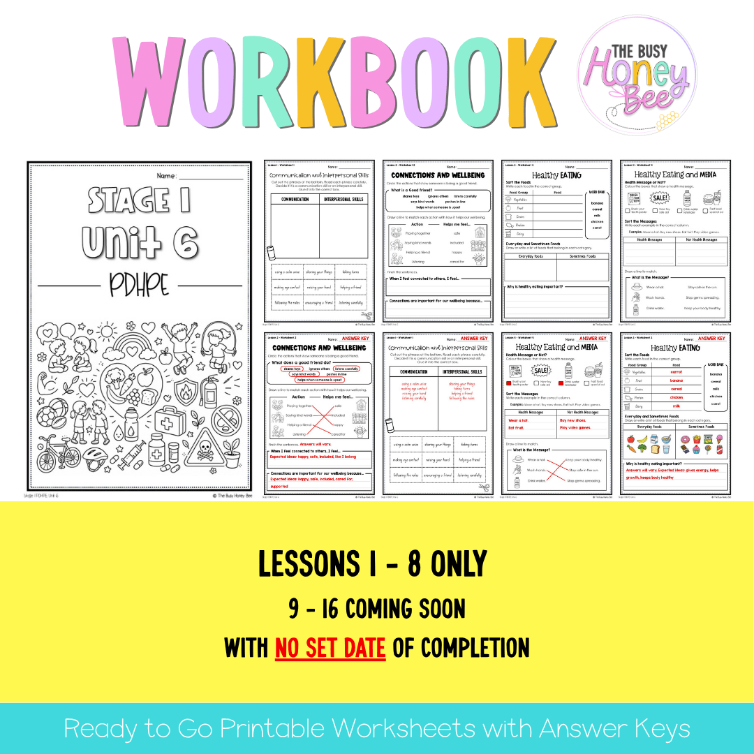 Stage 1 Year B NSW PDHPE Sample Unit 6 Teaching Pack - Teaching Bundle