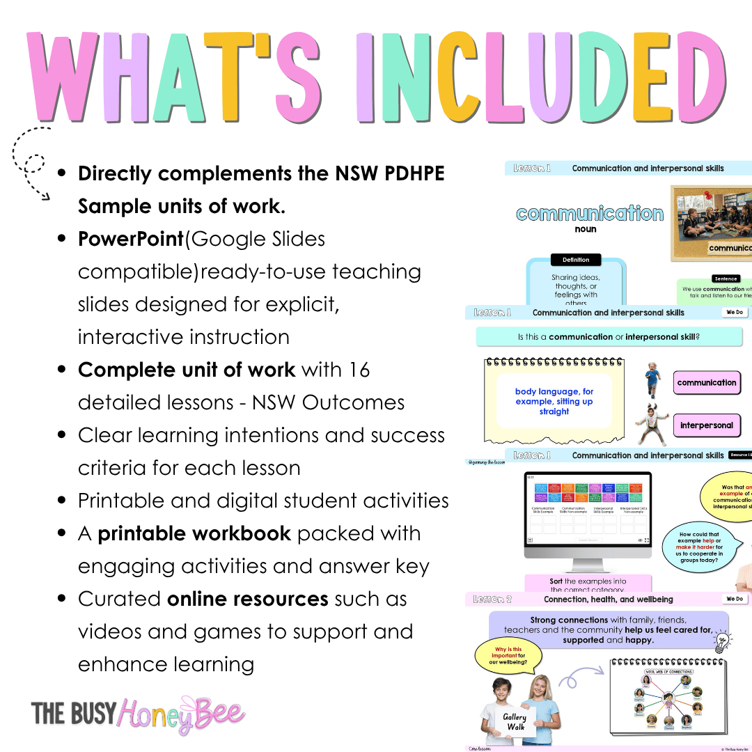 Stage 1 Year B NSW PDHPE Sample Unit 6 Teaching Pack - Teaching Bundle