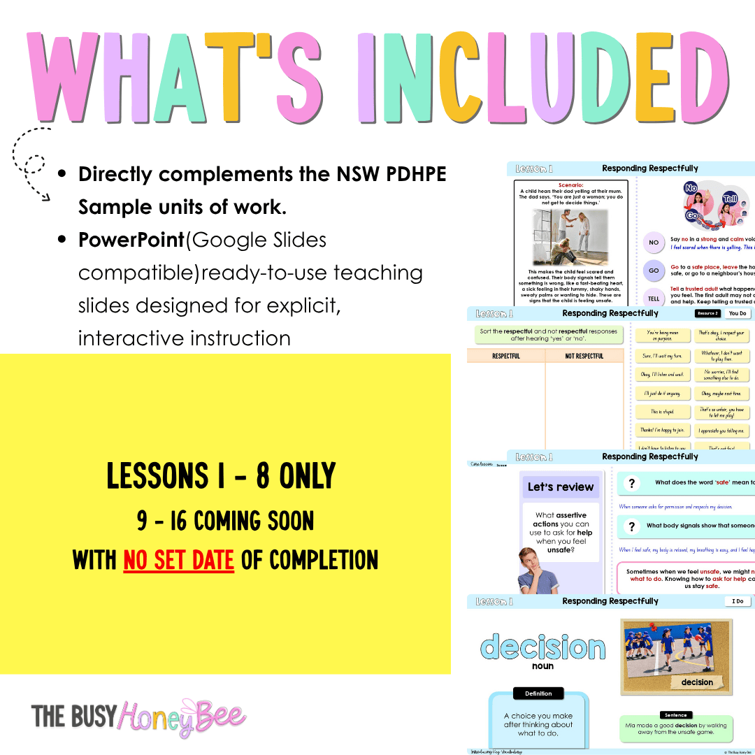 Stage 1 Year B NSW PDHPE Sample Unit 7 Teaching Pack - Teaching Bundle