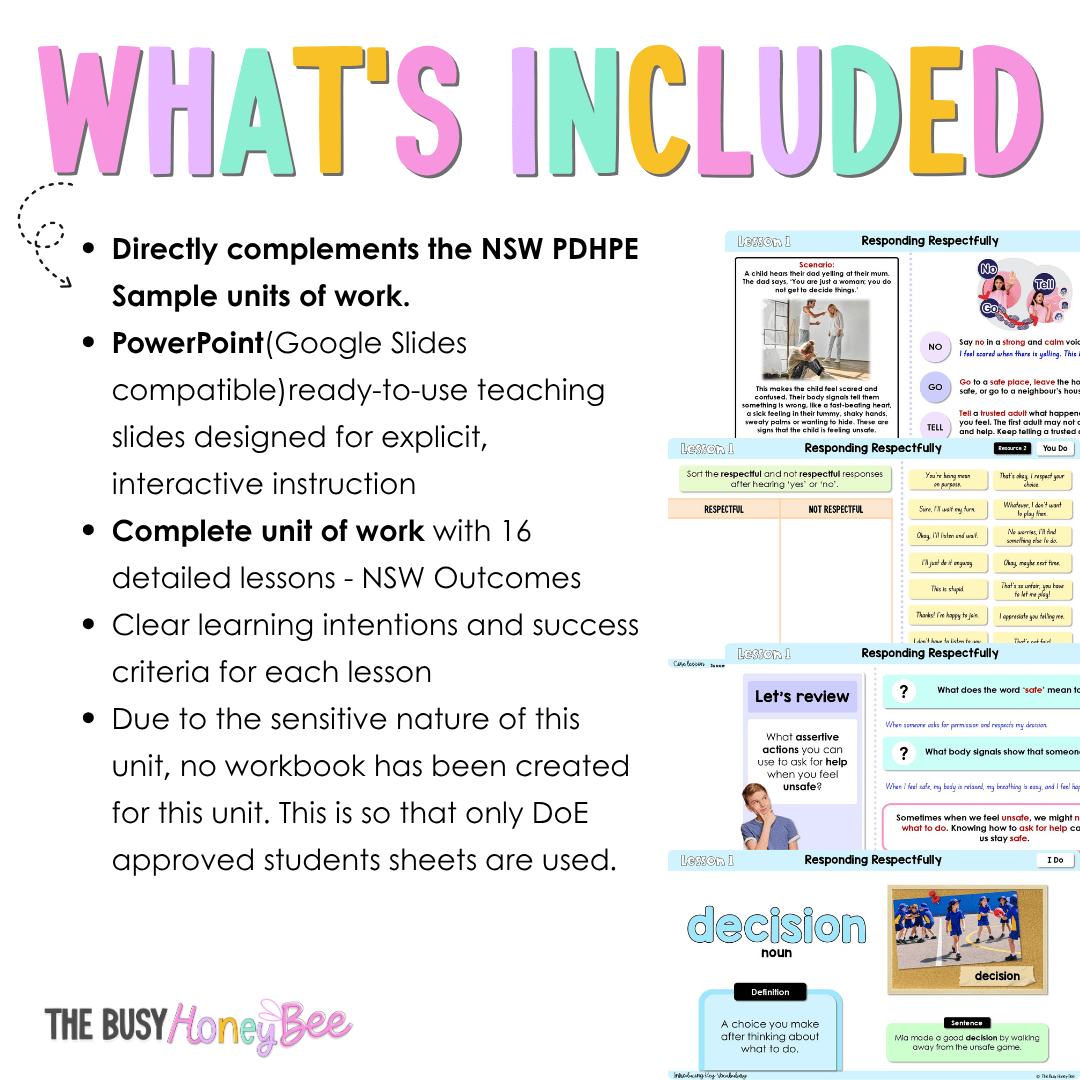 Stage 1 Year B NSW PDHPE Sample Unit 7 Teaching Pack - Teaching Bundle